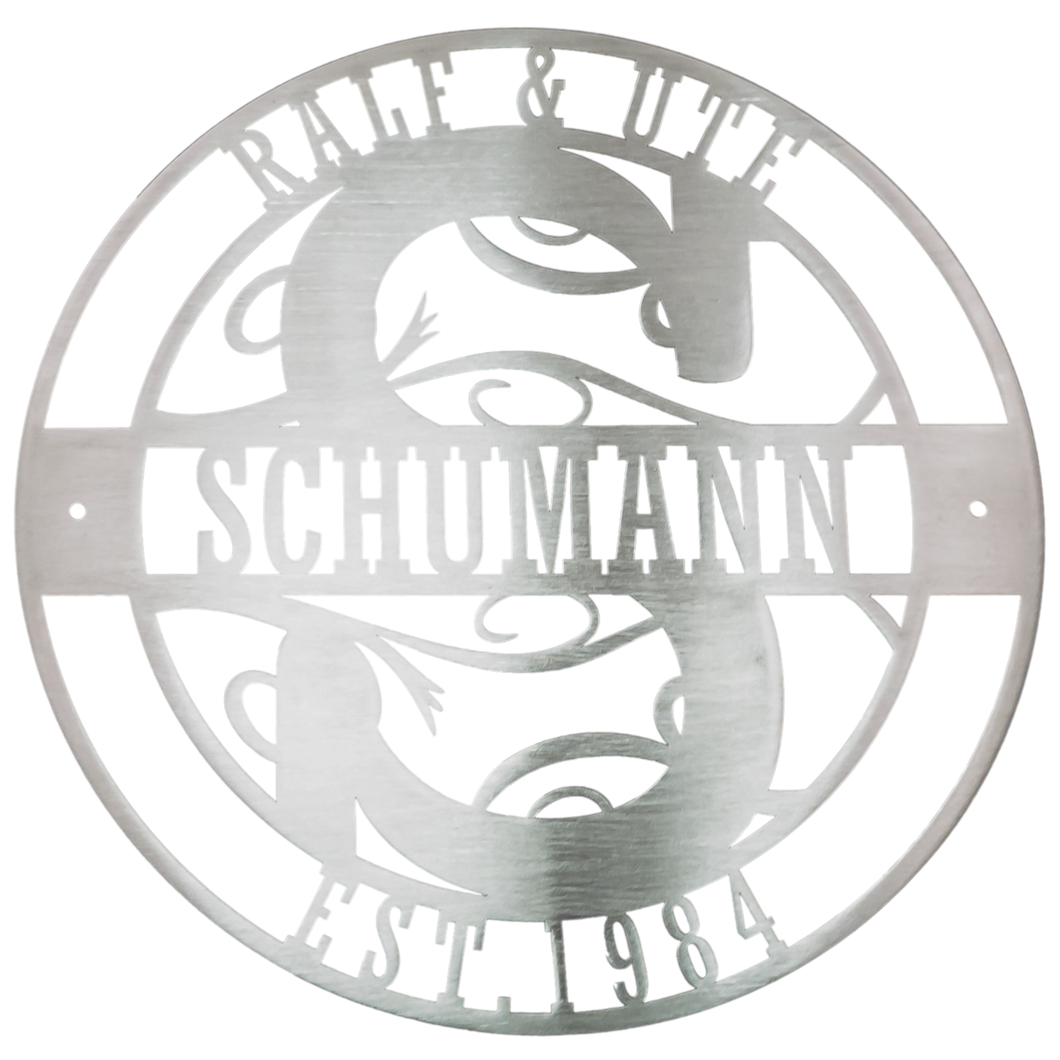 Wind Motif Circle Monogram Metal Art